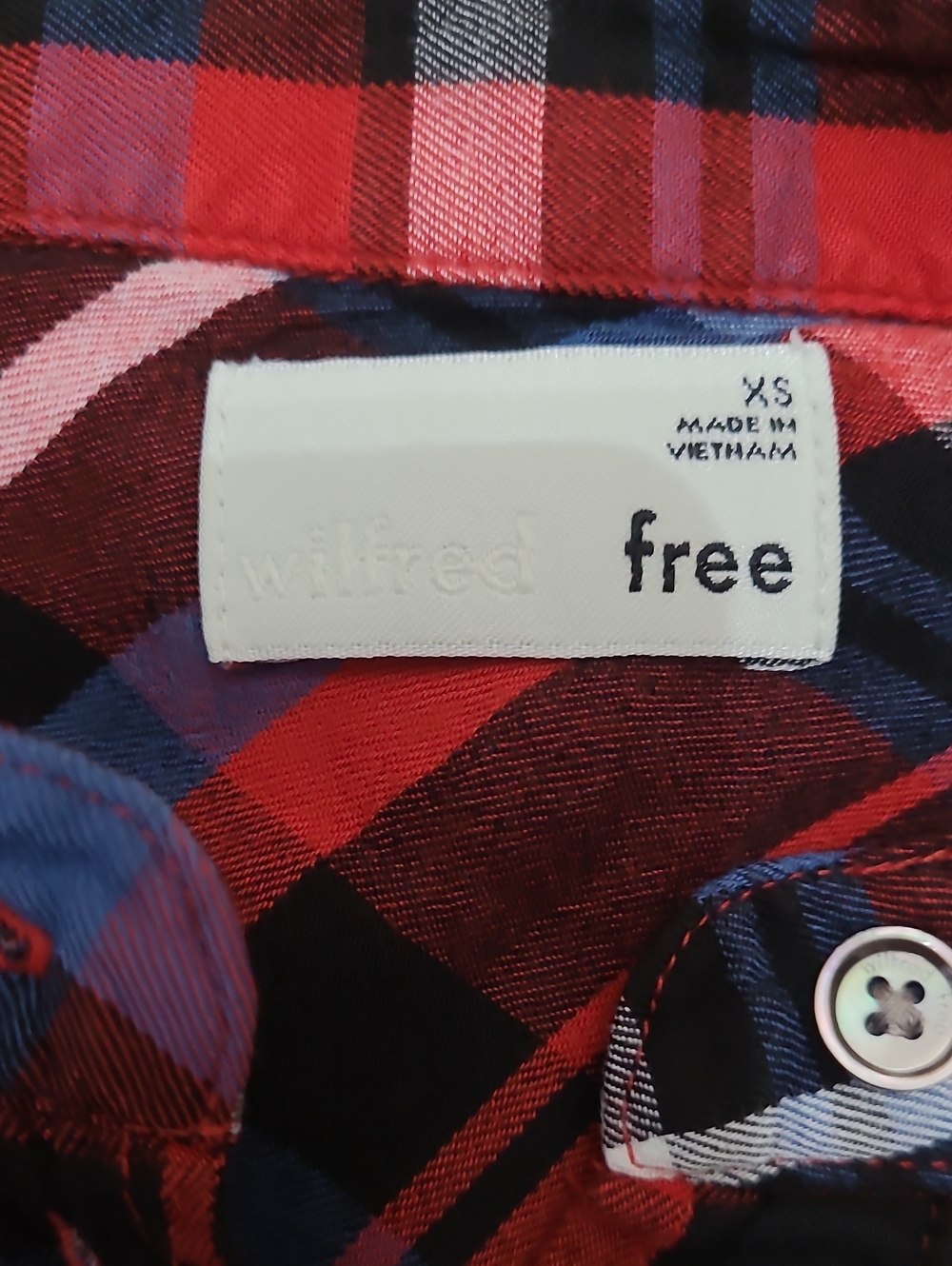 Wilfred Women's Size XS Red Plaid Button-Down Casual Shirt - Picture 2 of 7